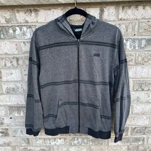 Vans Youth XL Gray Stripe Full Zip Hoodie Fleece Lined